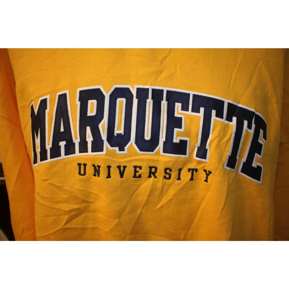 Champion Eco Fleece Marquette University Sweatshirt XXL Yellow Vintage sweater - Picture 2 of 10
